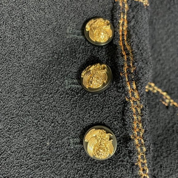 CHANEL $6500 NAVY TWEED BLAZER W/GOLD/BRONZE TRIM - Picture 6 of 12